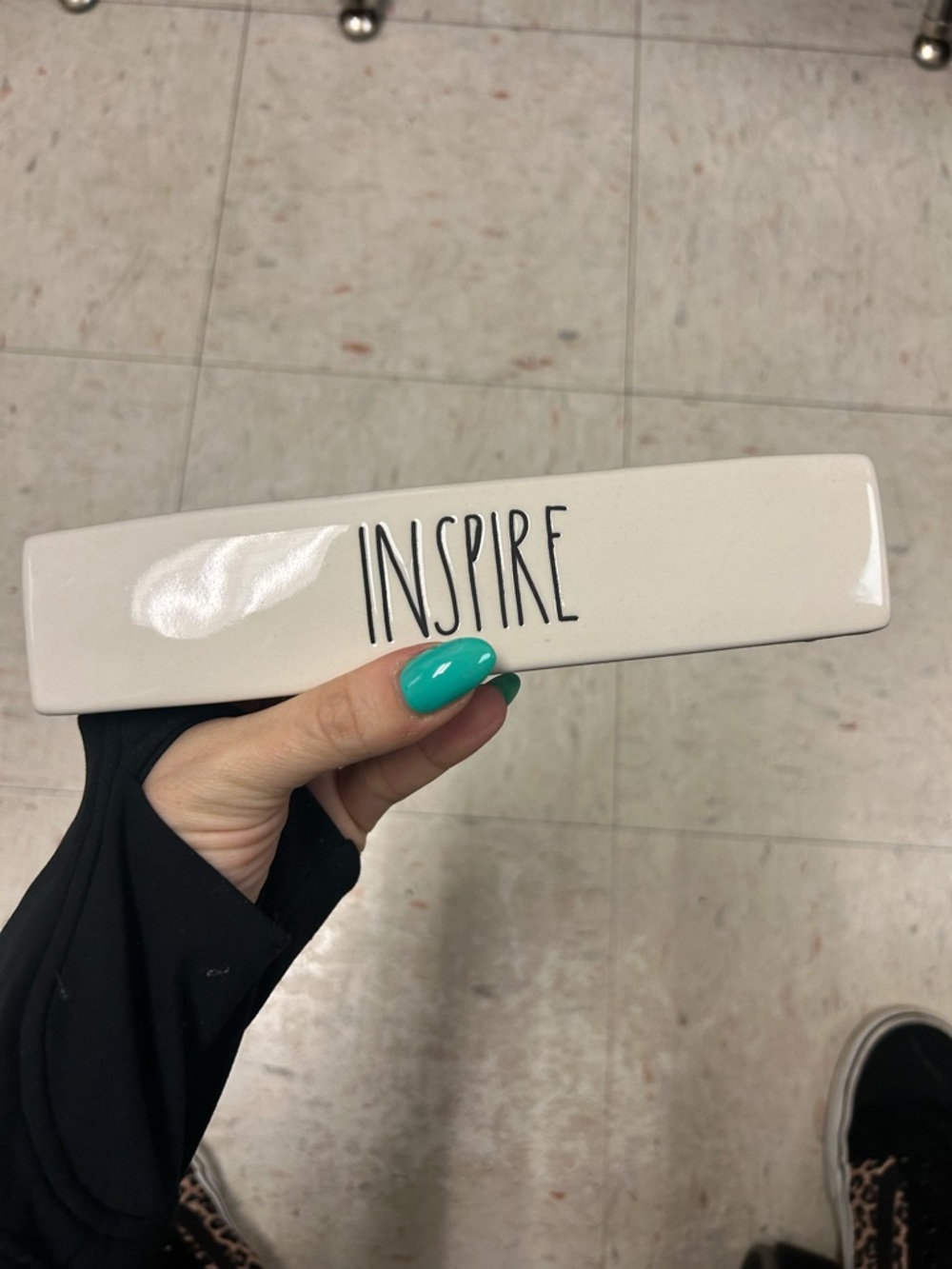 Rae Dunn White "INSPIRE" Ceramic Desk Sign